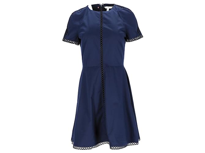 Tommy Hilfiger Womens Lace Trim Cotton Dress in Navy Blue Cotton  ref.1222602