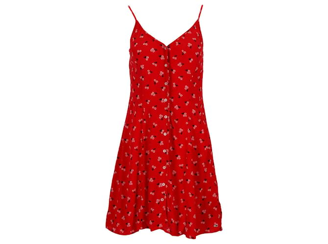 Tommy Hilfiger Vestido feminino com estampa floral e tiras Vermelho Viscose Fibra de celulose  ref.1222622