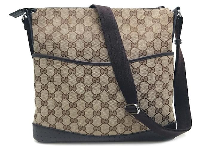 Gucci GG Canvas Crossbody Bag 145857 Brown Cloth  ref.1222633