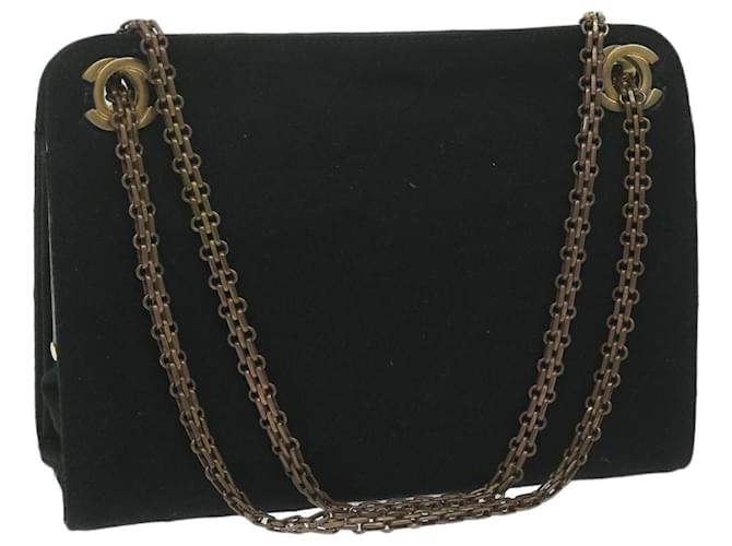 CHANEL Chain Shoulder Bag cotton Black CC Auth bs11474  ref.1222706