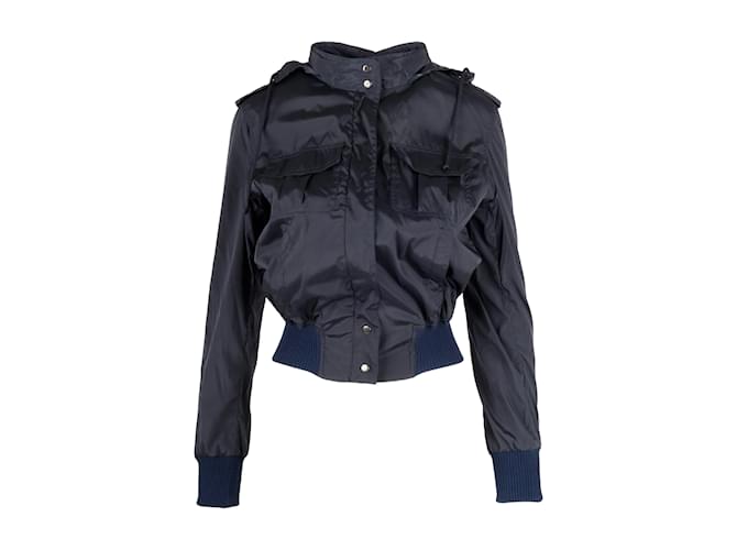 Moschino Cheap and Chic Fitted Windbreaker Jacket Blue Navy blue Nylon  ref.1222789