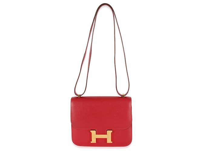 Hermès Hermes Rouge Casaque Swift Constanza 18 GHW Roja Cuero  ref.1222803