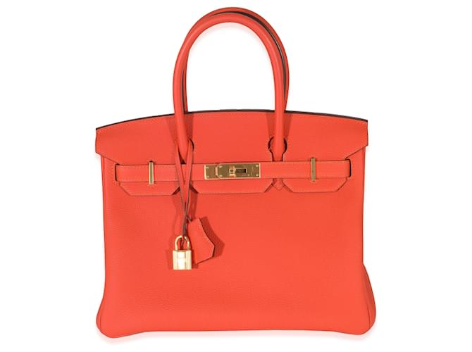 Hermès Hermes Orange Poppy Togo Birkin 30 GHW Leather  ref.1222807