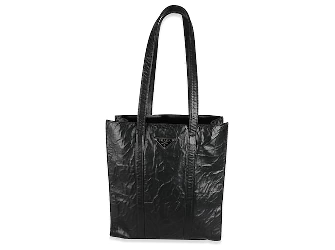 Tote Kleine Prada-Tasche aus schwarzem antikem Nappaleder  ref.1222815
