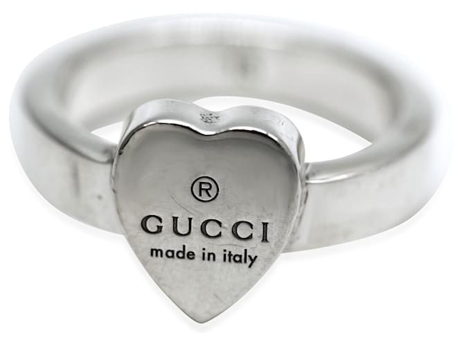 Anel de coração com marca registrada Gucci em prata esterlina  ref.1222826