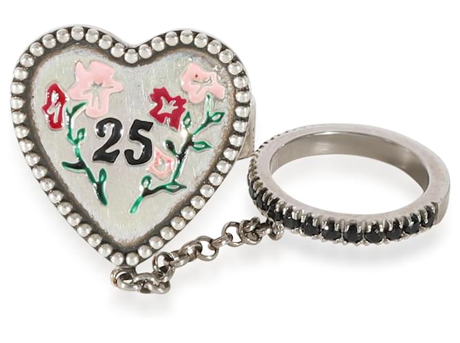 Anel de corrente Gucci Bosco & Orso coração com espinélio em prata esterlina  ref.1222854