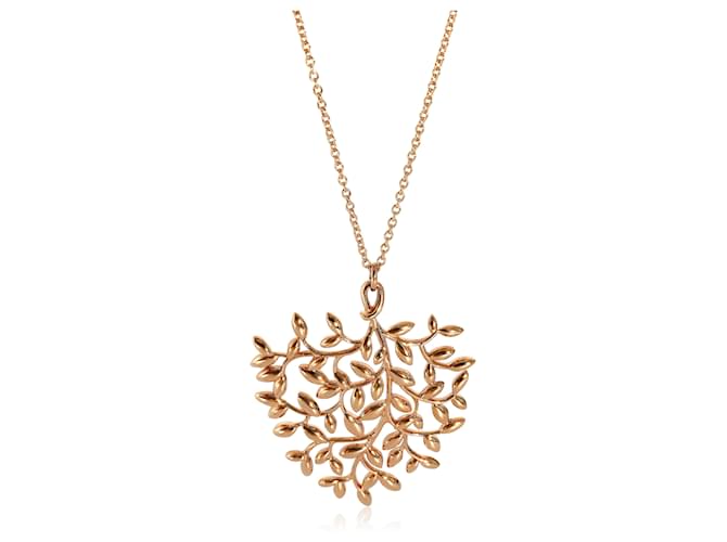 TIFFANY & CO. Paloma Picasso Grand pendentif feuille d'olivier 18k or rose  ref.1222896
