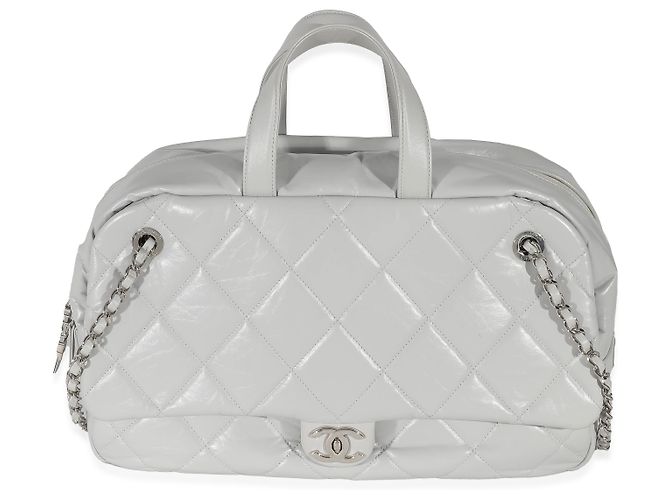 Bolsa Express Bowling Chanel em couro de bezerro cinza Marrom