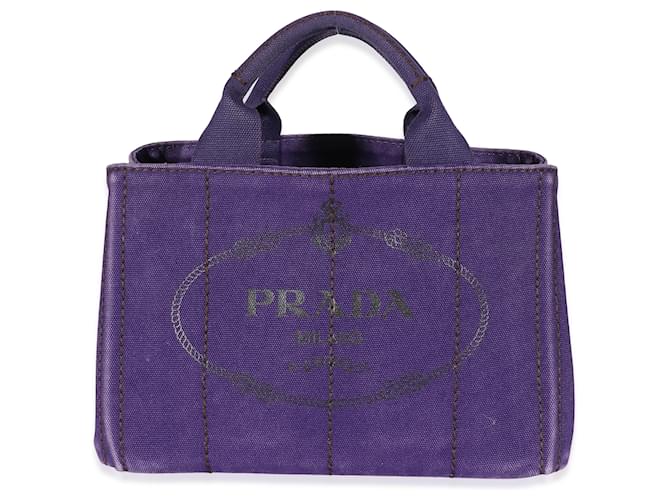 Prada Purple Canvas Small Canapa Tote Cloth  ref.1222910