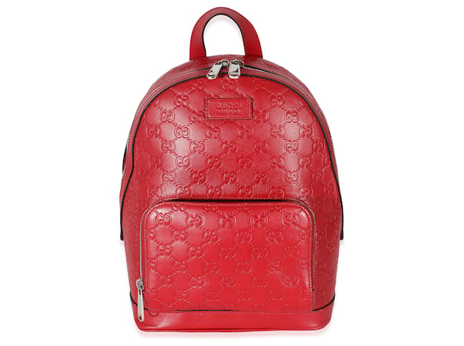 Gucci Hibiscus Guccissima Petit sac à dos de jour Signature Cuir Rouge  ref.1222912