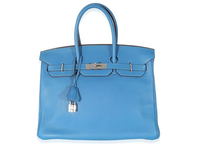 Hermès Mykonos Togo Birkin 35 PHW Blue Leather  ref.1222918