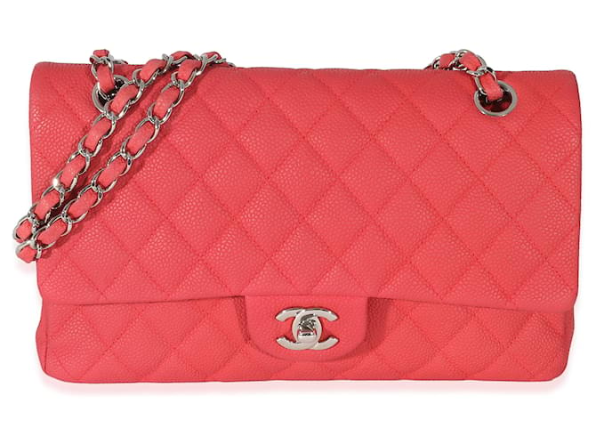 Bolso con solapa mediano forrado en caviar rojo mate de Chanel Roja Cuero  ref.1222936