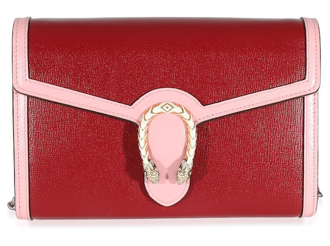 Portafoglio con catena Dionysus in pelle rosa bianca Gucci Rosso  ref.1222943