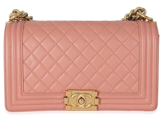 Chanel Pink Quilted Caviar Old Medium Boy Bag Leather  ref.1222948