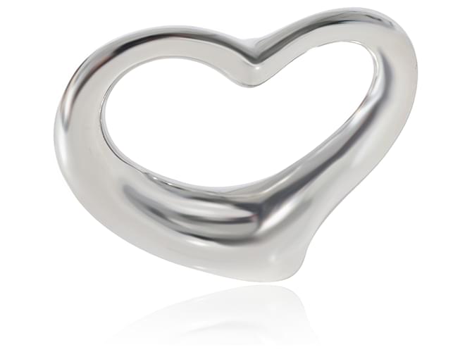 TIFFANY & CO. Elsa Peretti Large Open Heart Pendant, sterling silver, Black cord  ref.1222993