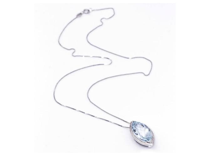 Autre Marque Gold Necklace with Aquamarine. Light blue White gold  ref.1223334