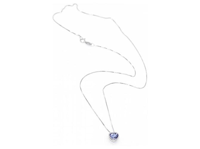 Autre Marque Gold Necklace with Tanzanite. Silvery Navy blue White gold  ref.1223342