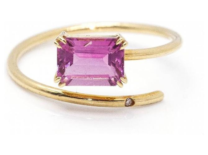 Autre Marque Anel RAY Turmalina e Ouro. Roxo escuro