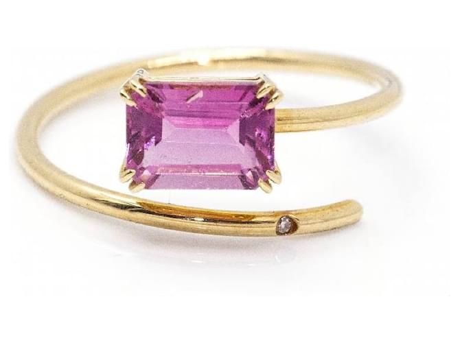 Autre Marque Ring RAY Tourmaline and Gold. Dark purple Yellow gold Diamond  ref.1223369