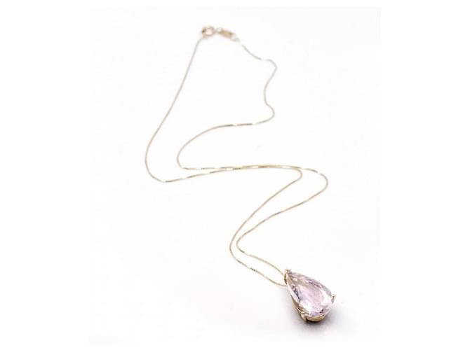 Autre Marque Gold necklace with pink Morganite. Yellow gold  ref.1223373
