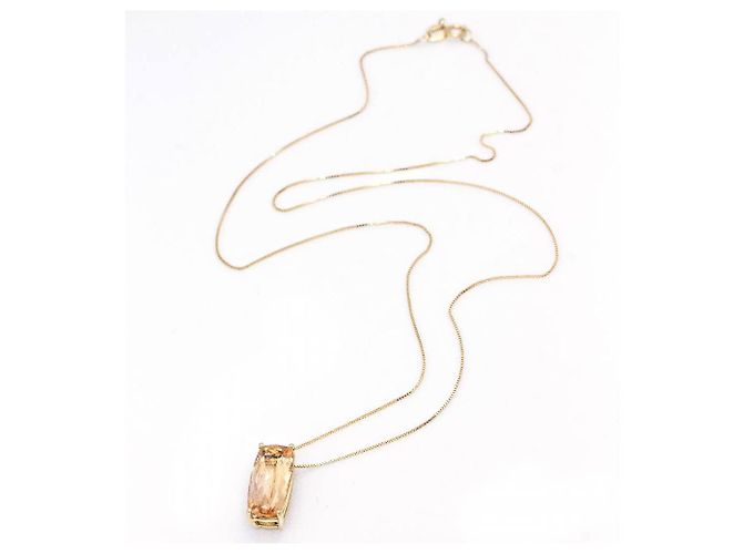 Autre Marque Collar de Oro con Topacio Imperial Naranja