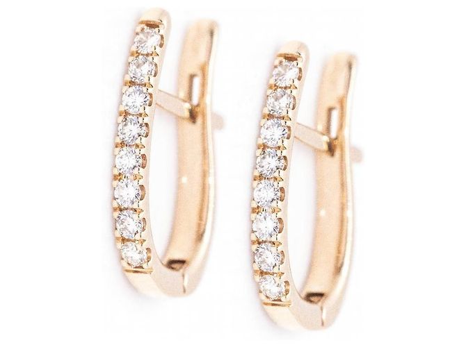 Autre Marque Pendientes Oro Rosa y Diamantes. Dorado