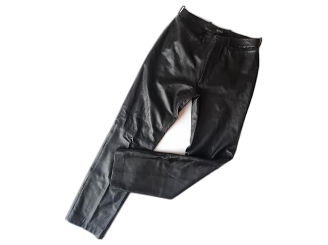 Gianni Versace Versace Versus calças pretas masculinas de couro vintage Preto  ref.1223459