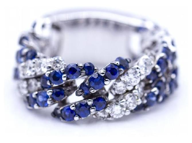 Autre Marque Ring aus Gold, Diamanten und Saphire. Silber Marineblau Weißgold  ref.1223500