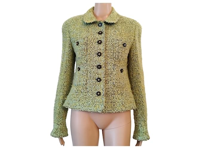 CHANEL-Jacke aus grüner Wolle 94BEIM  ref.1223506