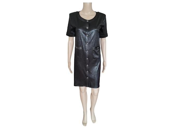 Schwarzes, gerades Chanel-Kleid Viskose  ref.1223527