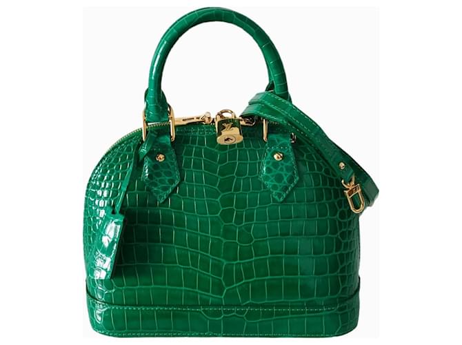 Bolsa Louis Vuitton Alma BB em crocodilo verde esmeralda Couros exóticos  ref.1223537