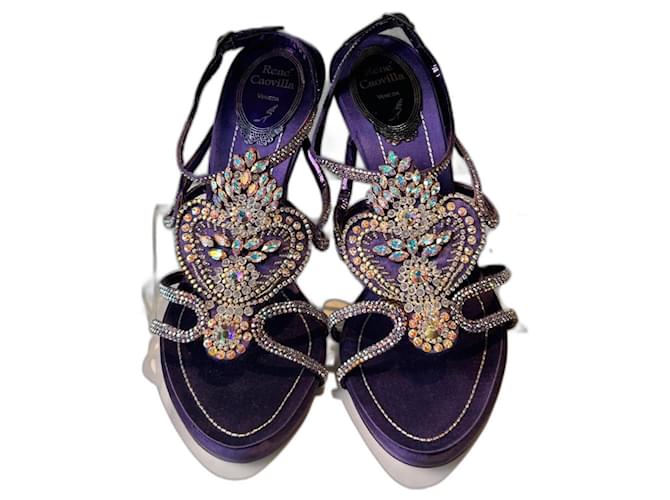 Rene Caovilla Jewel Sandals Dark purple Silk  ref.1223538