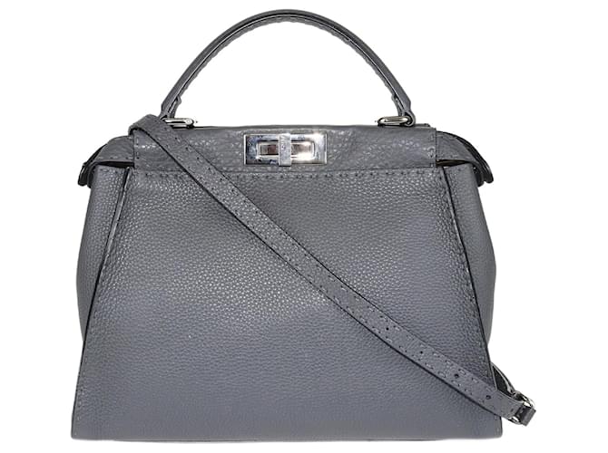 Fendi Grey Medium Selleria Peekaboo Bag Leather  ref.1223592