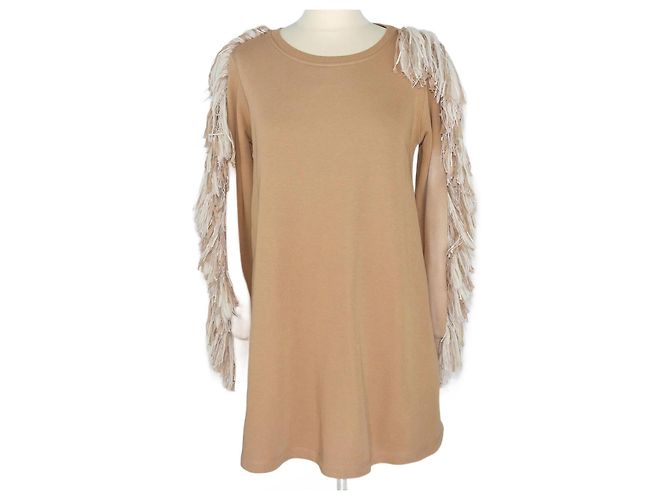 Jijil Sudadera Manga Larga Flecos Marrón Castaño