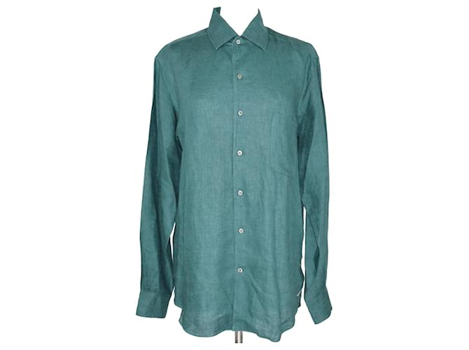 Loro Piana Green Andre' Shirt Linen  ref.1223603