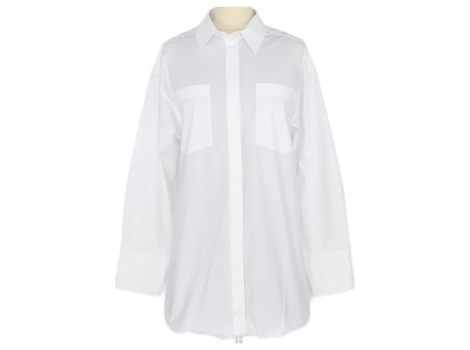 Valentino – Weißes mehrlagiges Hemdkleid mit langen Ärmeln Rot Baumwolle  ref.1223617