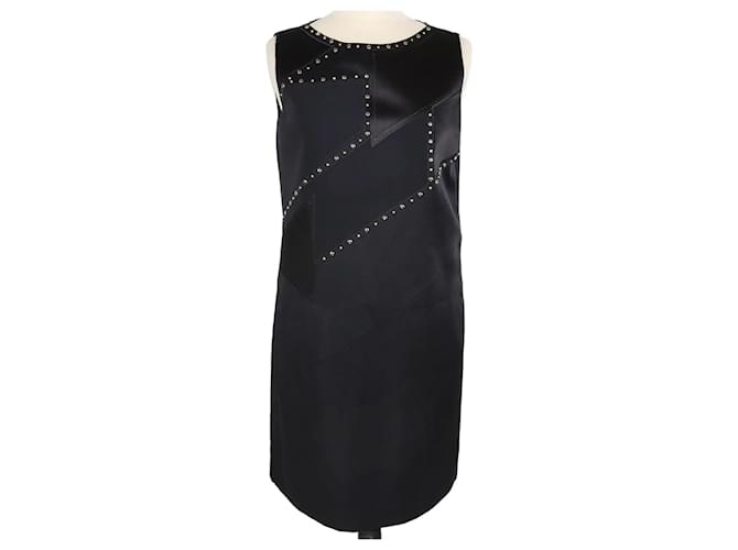Versace Black Studded Midi Dress Viscose  ref.1223619