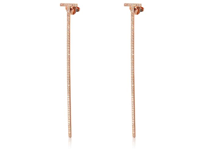 TIFFANY & CO. Brincos de barra de arame alongado Tiffany T em 18k Rose Gold 0.47 ctw Ouro rosa  ref.1223649
