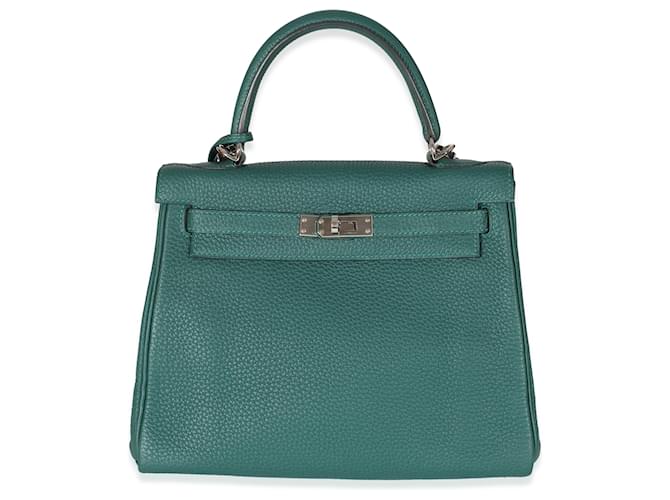 Hermès Malachite Togo Retourne Kelly 25 PHW Green Leather  ref.1223667