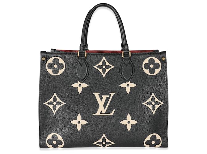 Louis Vuitton Black Beige Monogram Giant Empreinte Onthego MM Leather  ref.1223668