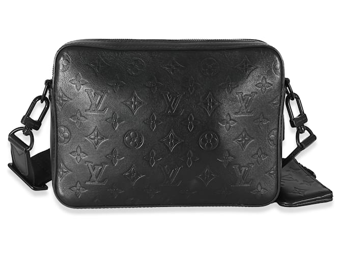 Louis Vuitton Black Monogram Shadow Duo Messenger Leather  ref.1223672