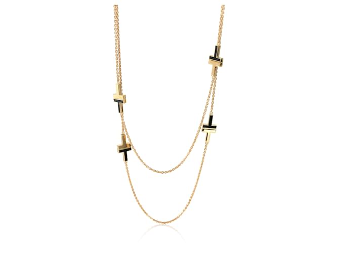 Tiffany & Co Tiffany T Black Onyx Station Halskette in 18K Gelbgold Gelbes Gold  ref.1223673