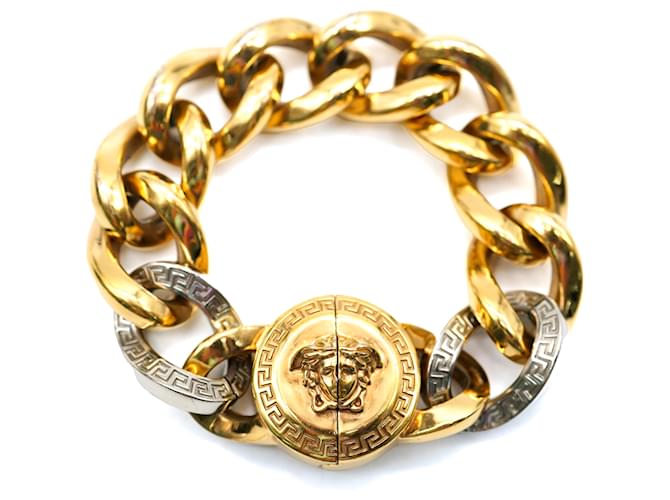 Versace Pulsera Tribute con cadena Medusa chapada en oro  ref.1223674