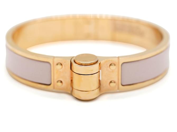 Hermès Rose Candeur Enamel Rose Gold Charniere Uni Narrow Hinged Bracelet Gold-plated  ref.1223701