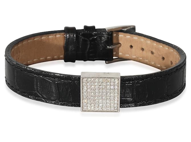 Autre Marque Effy Leather Bracelet in 14K white gold 0.4 ctw  ref.1223709