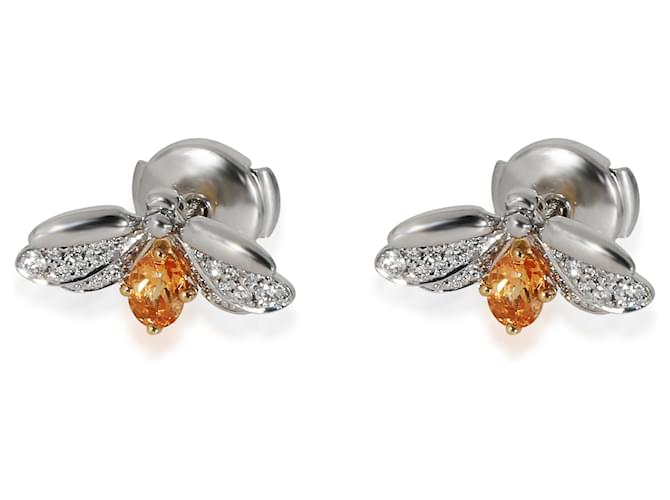 TIFFANY & CO. Paper Flowers Diamonds & Spessartine Firefly Earrings in Platinum  ref.1223718
