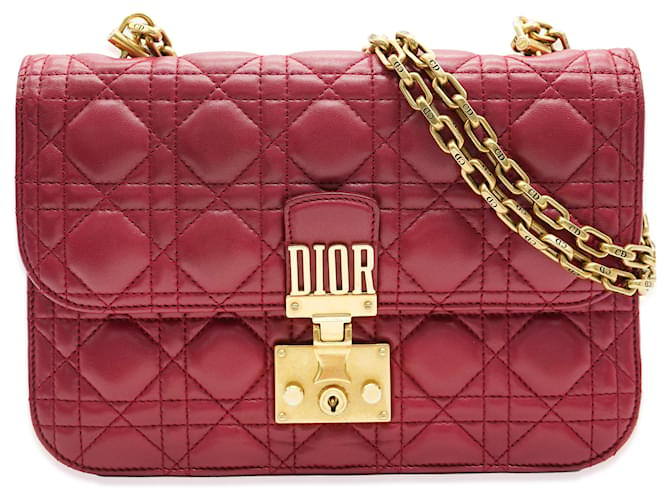 Christian Dior Bordeaux Lambskin Cannage Medium Dioraddict Flap Bag Red Leather  ref.1223743