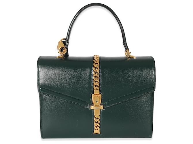 Gucci Green Leather Small 1969 Sylvie Top Handle Bag  ref.1223755