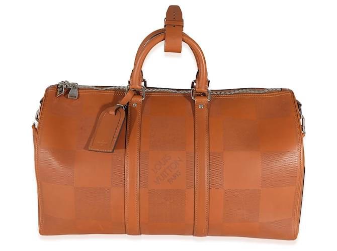 Louis Vuitton Cognac Nomade Grand Damier Keepall Bandoulière 45 Brown Leather  ref.1223758