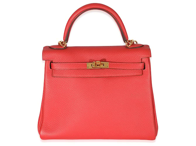 Hermès Géranium Togo Kelly 25 GHW Cuir Rouge  ref.1223815